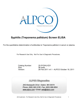 Syphilis (Treponema pallidum) Screen ELISA