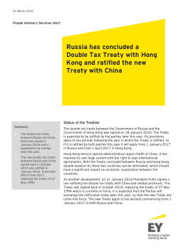 Russia has concluded a Double Tax Treaty with Hong Kong