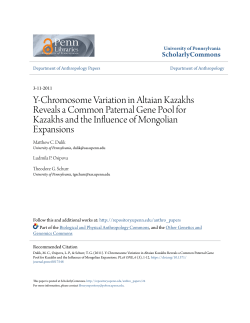 Y-Chromosome Variation in Altaian Kazakhs Reveals a Common