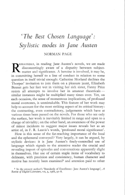 Stylistic modes in Jane Austen - University of Calgary Journal Hosting
