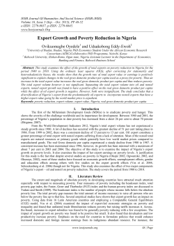 Export Growth and Poverty Reduction in Nigeria