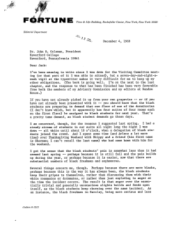 December 4, 1969 Dr. John R. Coleman, President Haverford