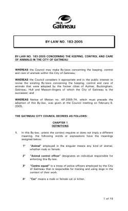 BY-LAW NO. 183-2005 - Tante Lori Roche Animal Pet Services