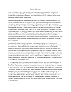 Chapter 16 Summary Generativity begins in early