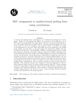 SKU assignment to unidirectional picking lines using correlations