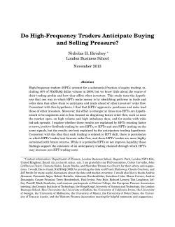Do High-Frequency Traders Anticipate Buying and Selling Pressure?