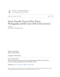 Sweet, Timothy. Traces of War: Poetry, Photography, and the Crisis