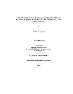 THE IMPACT OF SEASONAL CHANGES IN REAL INCOMES AND