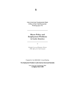 Macro Policy and Employment Problems in Latin America