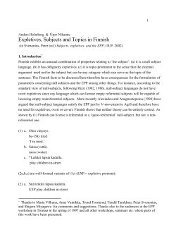 Expletives, Subjects and Topics in Finnish