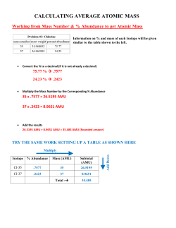CALCULATING AVERAGE ATOMIC MASS Working from Mass