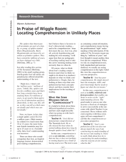 In Praise of Wiggle Room: Locating Comprehension in Unlikely Places