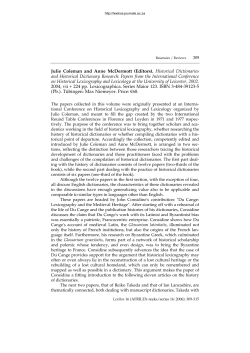 Julie Coleman and Anne McDermott (Editors). Historical Dictionaries