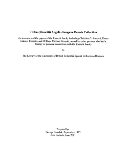 Angeli, Helen Rossetti, collector - RBSC / OSC Archives
