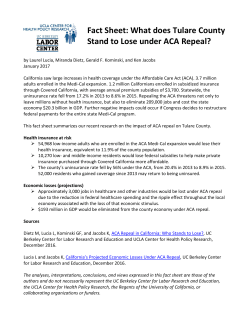 Fact Sheet: What does Tulare County Stand to Lose under ACA