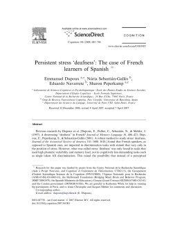 Persistent stress `deafness` - Laboratoire de Sciences Cognitives et