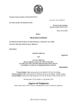 Lindsey Briggs -v- Paul Briggs and Others