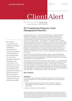 EU Commission Proposes Crisis Management Directive