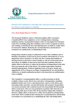 Benefits of Domperidone still considered to outweigh risks when