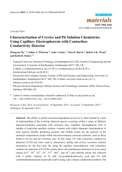 Characterisation of Crevice and Pit Solution Chemistries Using
