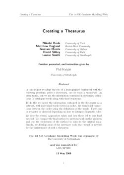 Creating a Thesaurus - Coventry University