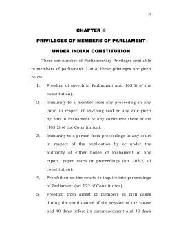 privileges of the members of parliament