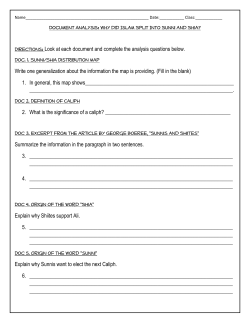 Document Analysis: Why did Islam Split Into Sunni and Shia