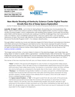 FOR IMMEDIATE RELEASE &ndash; 4.1.15 &ndash; Journey to Space 3D