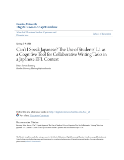Can`t I Speak Japanese? The Use of Students` L1 as a Cognitive