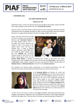 Perth Writers Festival Media Release