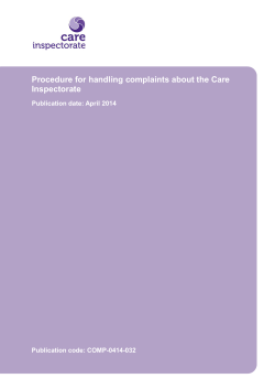 Procedure for handling complaints about the Care Inspectorate