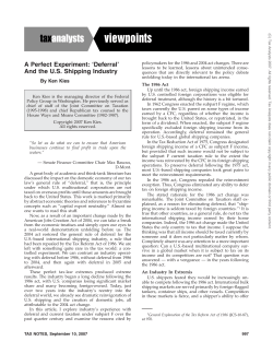 A Perfect Experiment: `Deferral` And the U.S. Shipping Industry