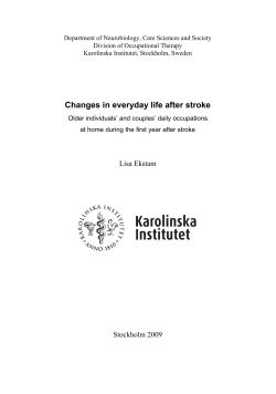 Changes in everyday life after stroke - KI Open Archive