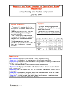 Process and Plant Design of Low-Carb Bagel Production Emily
