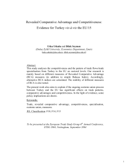 Trade, Competitiveness and Revealed Comparative Advantage:
