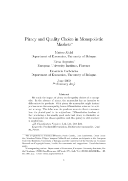 Piracy and Quality Choice in Monopolistic Markets