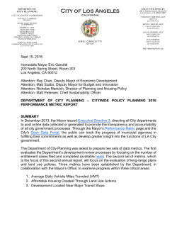 Citywide Policy Planning 2016 Performance Metric