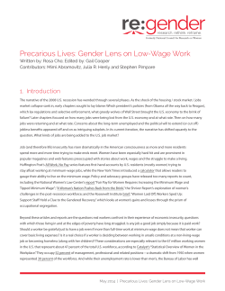 Precarious Lives: Gender Lens on Low-Wage Work