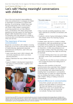 Let`s talk! Having meaningful conversations with children