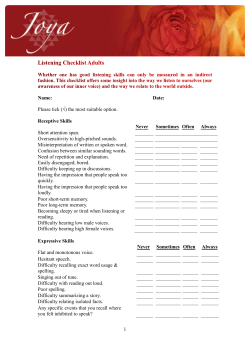 1 Name: Date: Please tick (&radic;) the most suitable option. Receptive