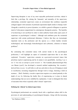 1 Evocative Supervision: A Non-clinical approach