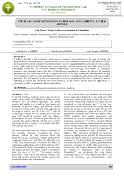 APPLICATIONS OF MICROSCOPY IN BIOLOGY AND MEDICINE