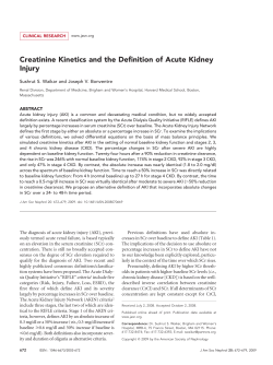 Creatinine Kinetics and the Definition of Acute Kidney Injury