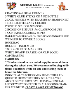 second grade supply list crayons (48 or 64 count )