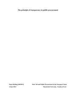 The principle of transparency in public procurement