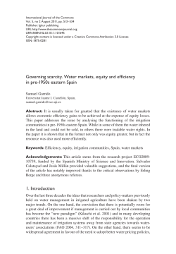 Governing scarcity. Water markets, equity and efficiency in pre