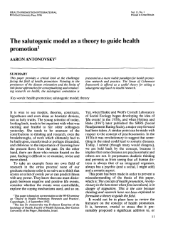 The salutogenic model as a theory to guide health