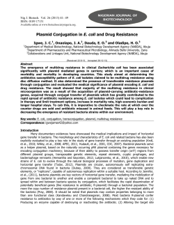 Plasmid Conjugation in E. coli and Drug Resistance