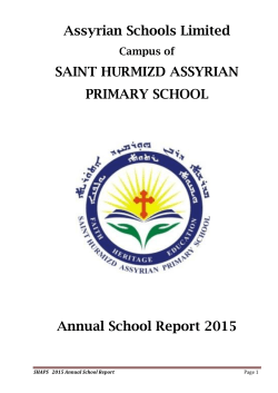 Annual School Report 2015 - St Hurmizd Assyrian Primary School