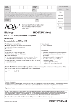 A-level Biology ISA Test Unit 06T (P13) - ISA June 2013